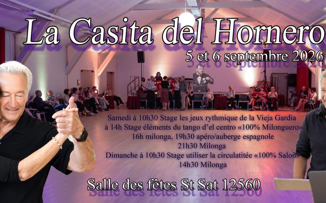 Stage et milonga des 5 et 6 septembre 2026